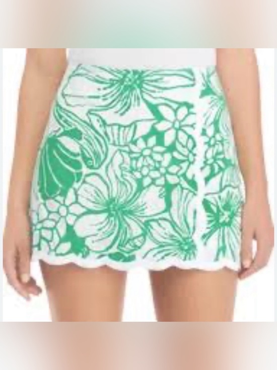 Lilly Pulitzer Dresses & Skirts - Lilly Pulitzer White and Green Floral Mini Skirt Sz 12